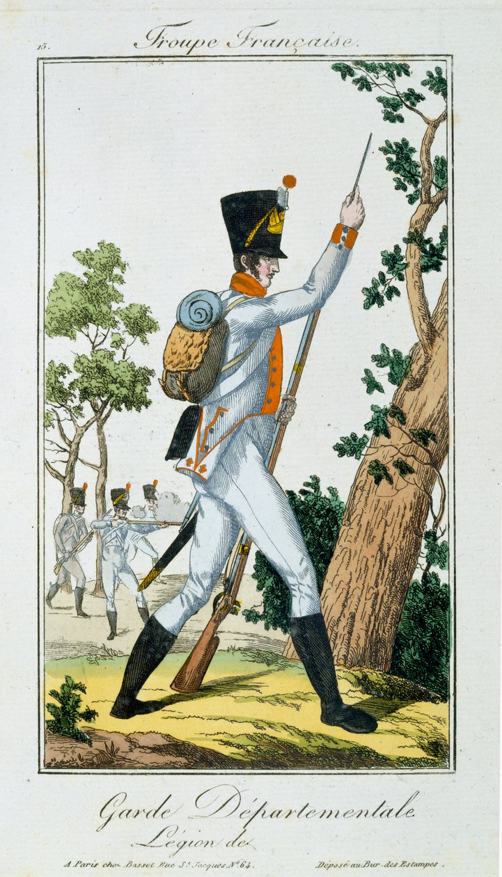 Osaston vartija, Troupes Francaisesista, pub. Bassetissa, Pariisissa, noin 1790 tekijältä French School