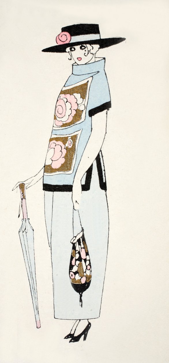 Design for a Day Dress, n. 1919 (pochoir print) tekijältä French School