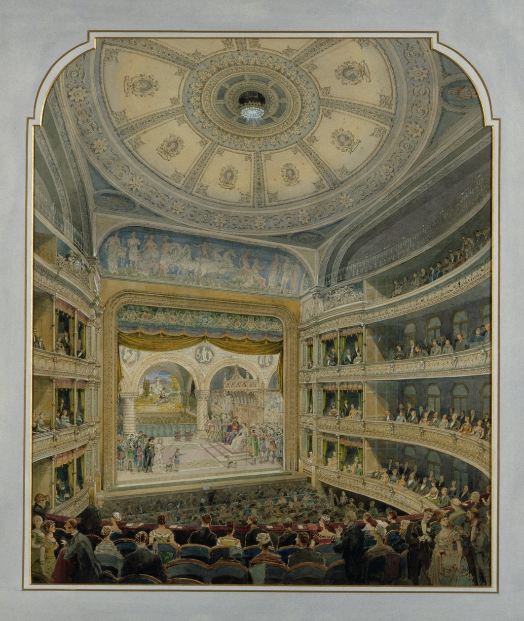 Suunnittelu teatterille, n. 1860 (wc paperilla) tekijältä French School