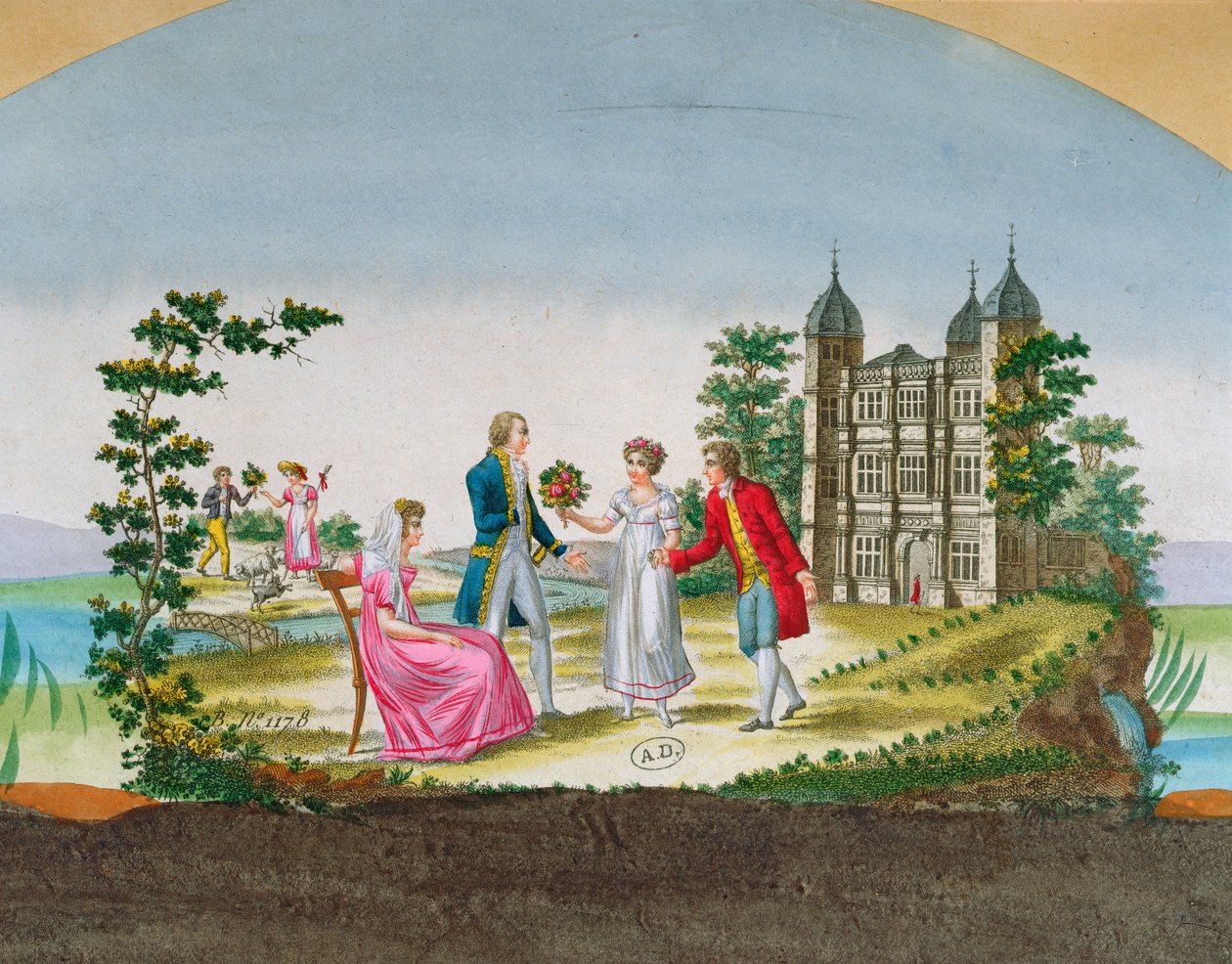 Suunnittelu tuulettimen koristeluun. noin 1830 tekijältä French School