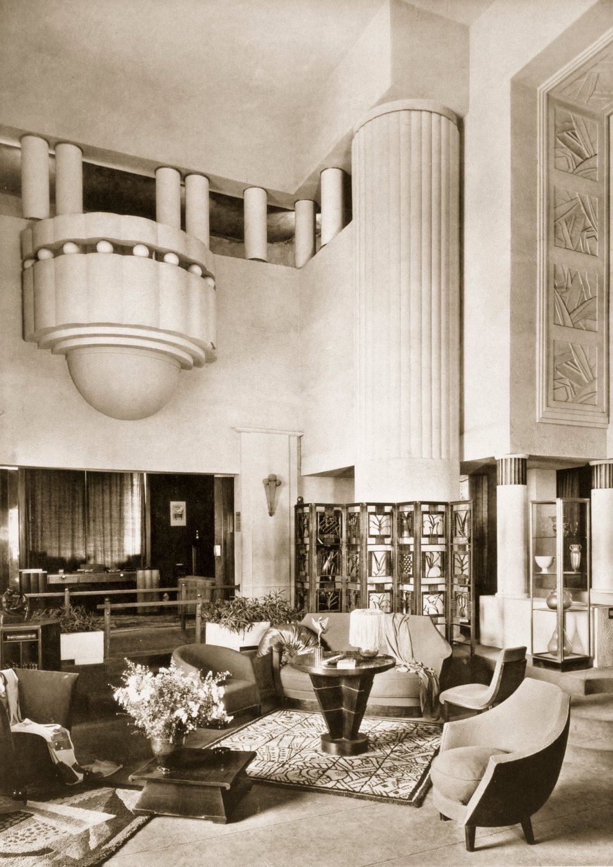 Suunnittelu Hall of Pavilion Primavera -näyttelyyn Pariisissa vuonna 1925, pub. 19 tekijältä French School