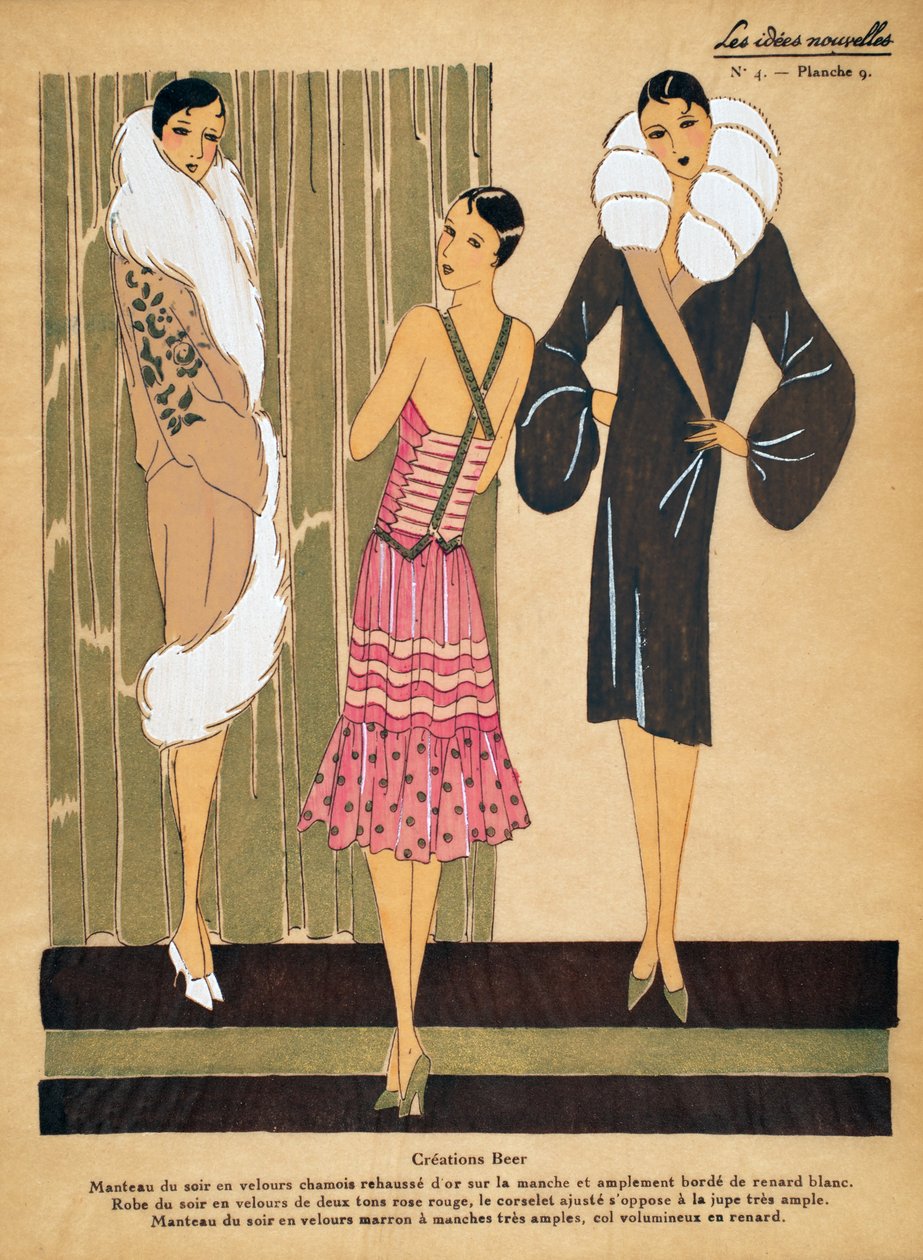 Iltapukujen ja mekkojen mallit Créations Beeristä, Les Idées Nouvelles -lehden malleja tekijältä French School