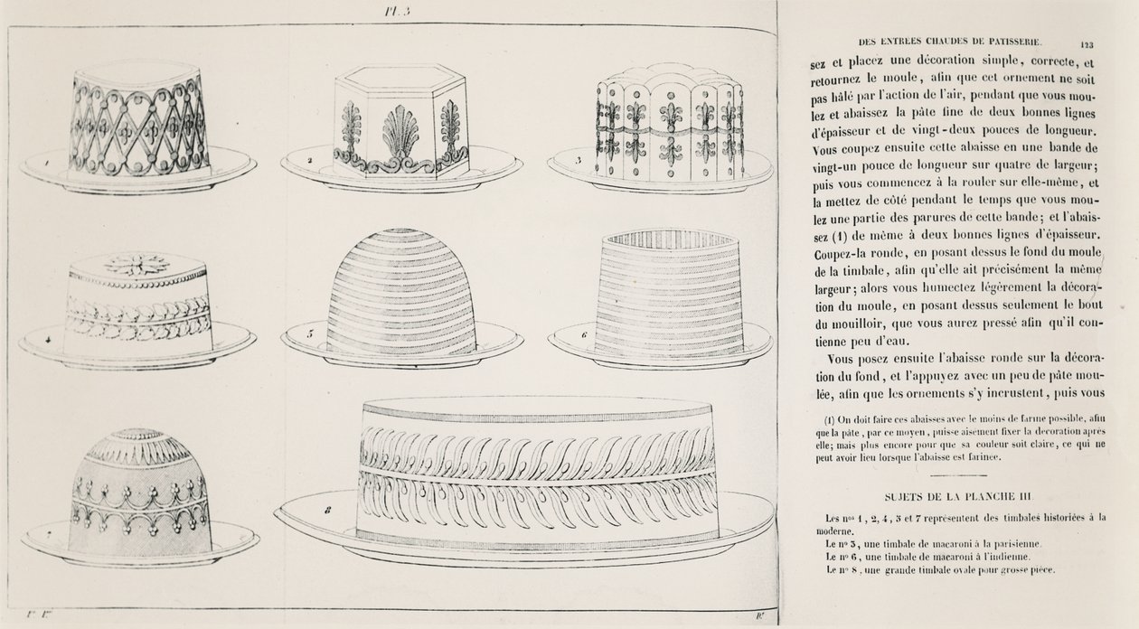Antonin Carêmen Macaroni Timpani -mallit (kaiverrus) tekijältä French School