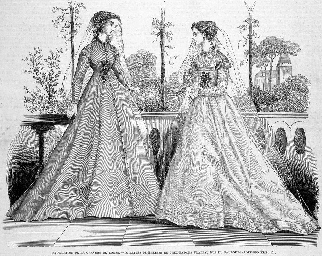 Kaksi hääkäymälää Madame Fladrylta - ""La Mode illustrée""" 29.9.1867. tekijältä French School