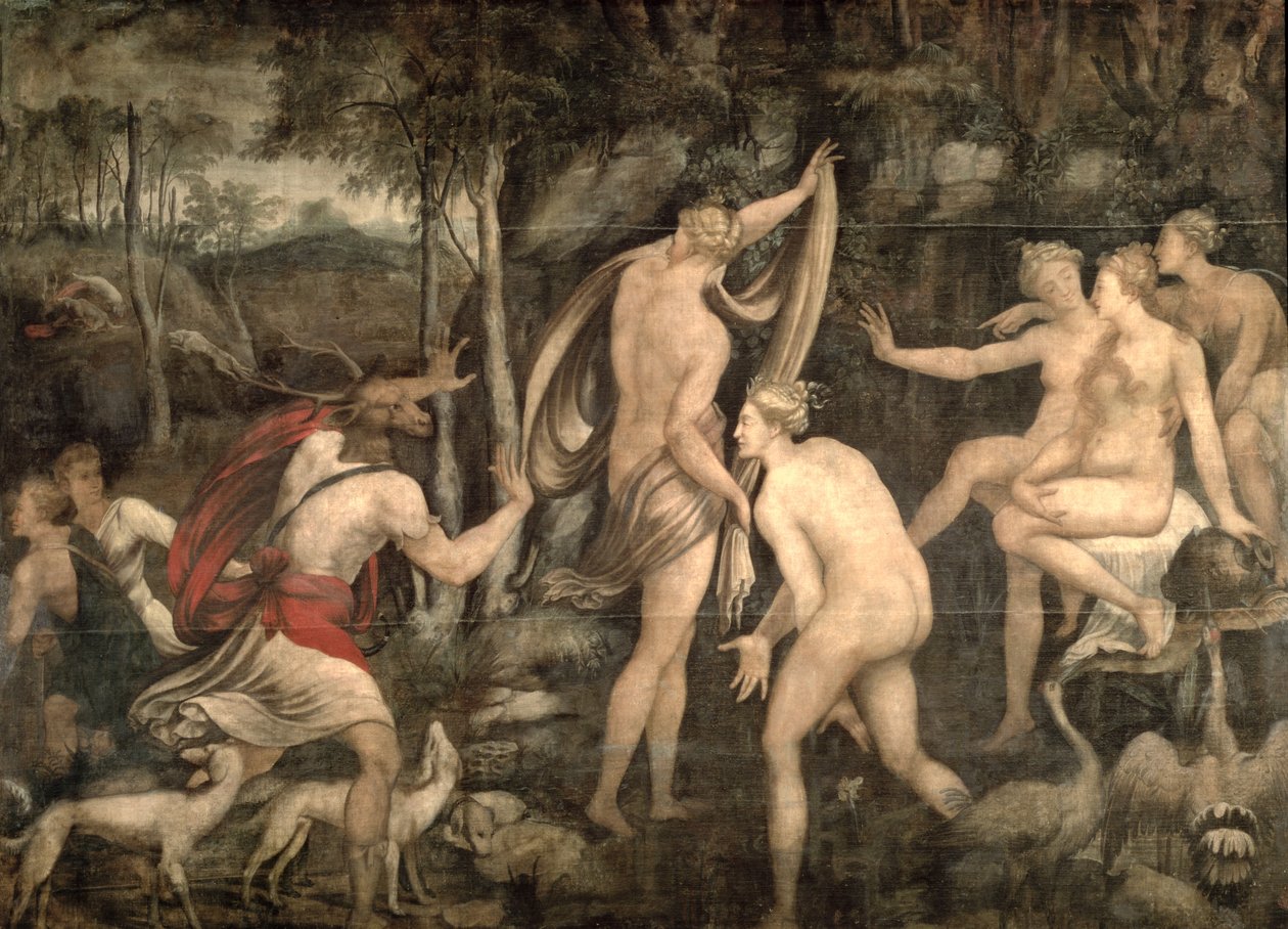 Diana ja Actaeon, Fontainebleaun koulu, 1500-luvun puoliväli tekijältä French School