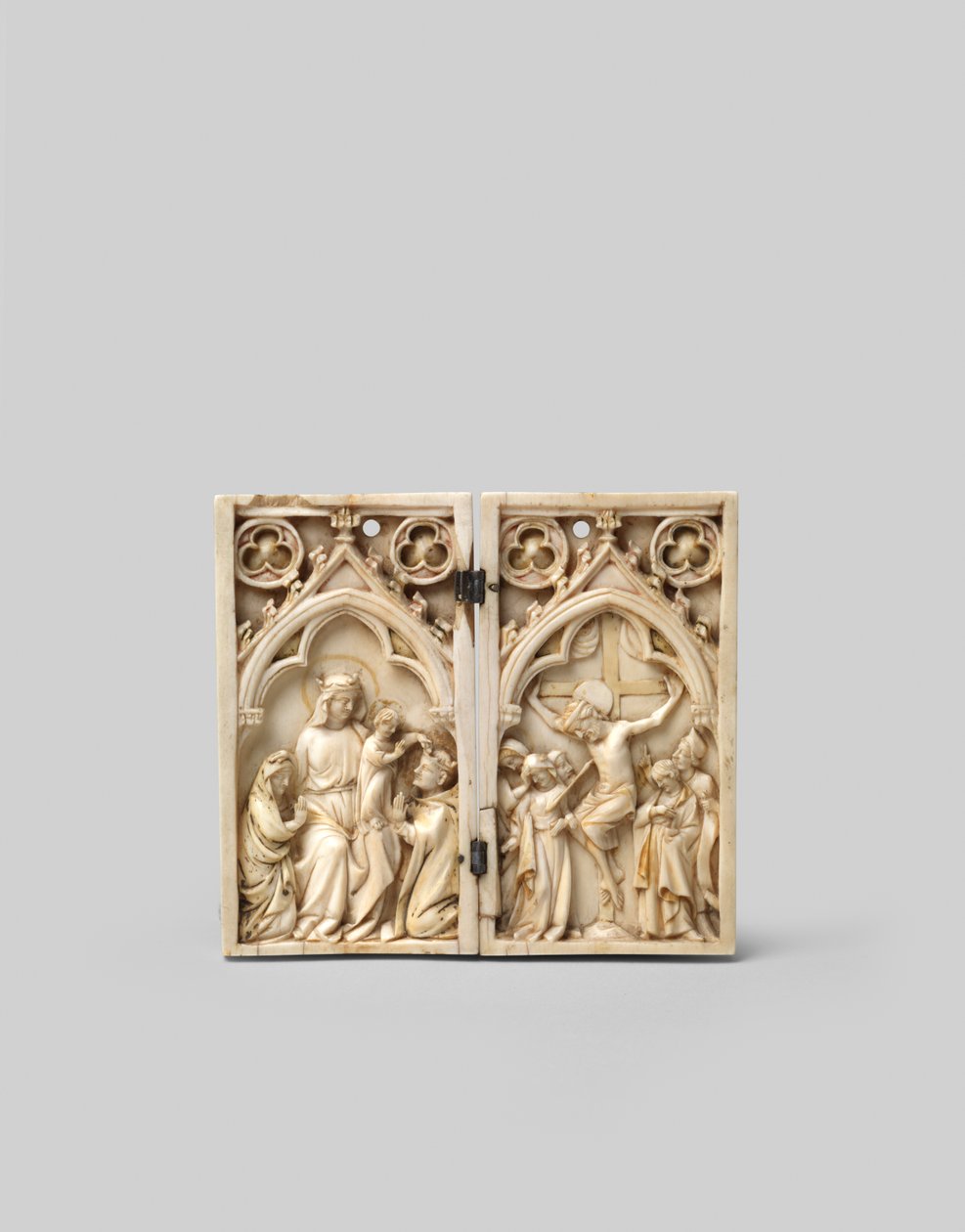 Pyhän Louisin diptyykki, jonka Kristus ja ristiinnaulitseminen kruunaa, edessä, 1300-luku tekijältä French School