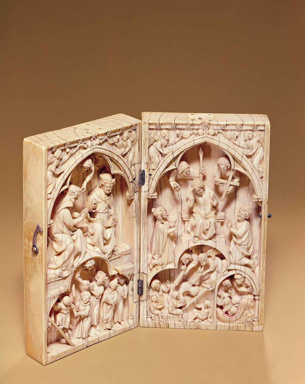 Diptyykki Neitsyen kruunajaisella ja viimeisellä tuomiolla, n. 1260-1270 tekijältä French School
