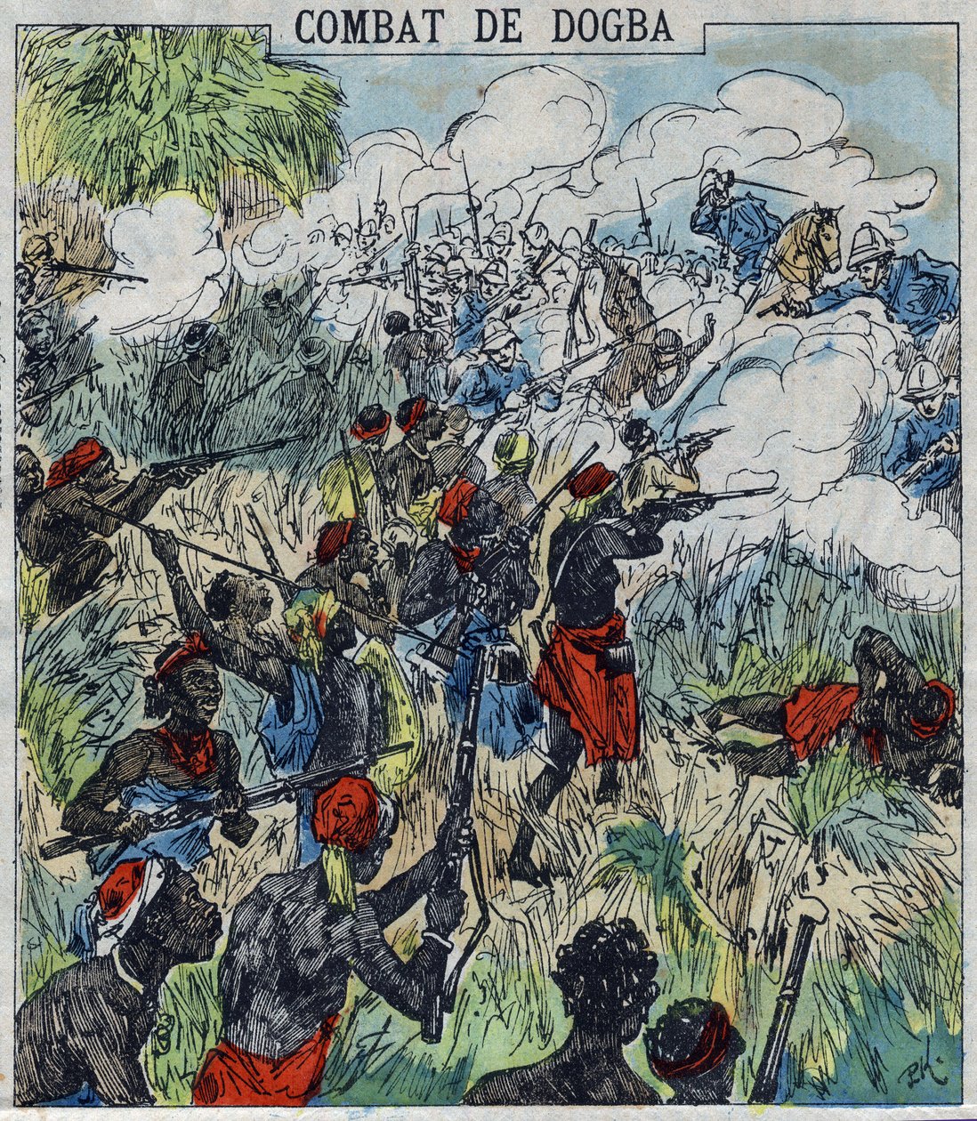 Dogba-taistelu kenraali Doddsin tutkimusjoukon ja Behanzinin joukkojen välillä. Dahomey tekijältä French School