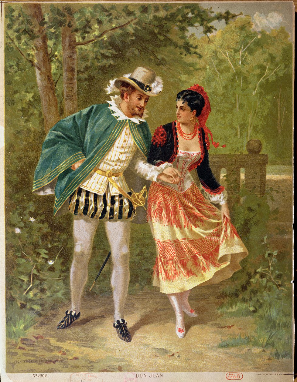 Don Juan, kohtaus, joka kuvaa Wolfgang Amadeus Mozartin (1756-91) oopperaa Don Giovanni, 1879 tekijältä French School