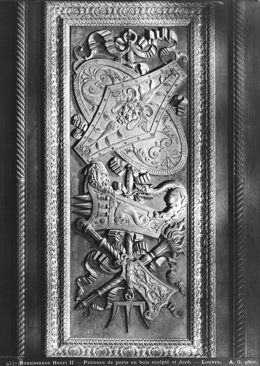 Ovipaneeli, Henri II tyyli, n.1556 (kullattu puu) tekijältä French School