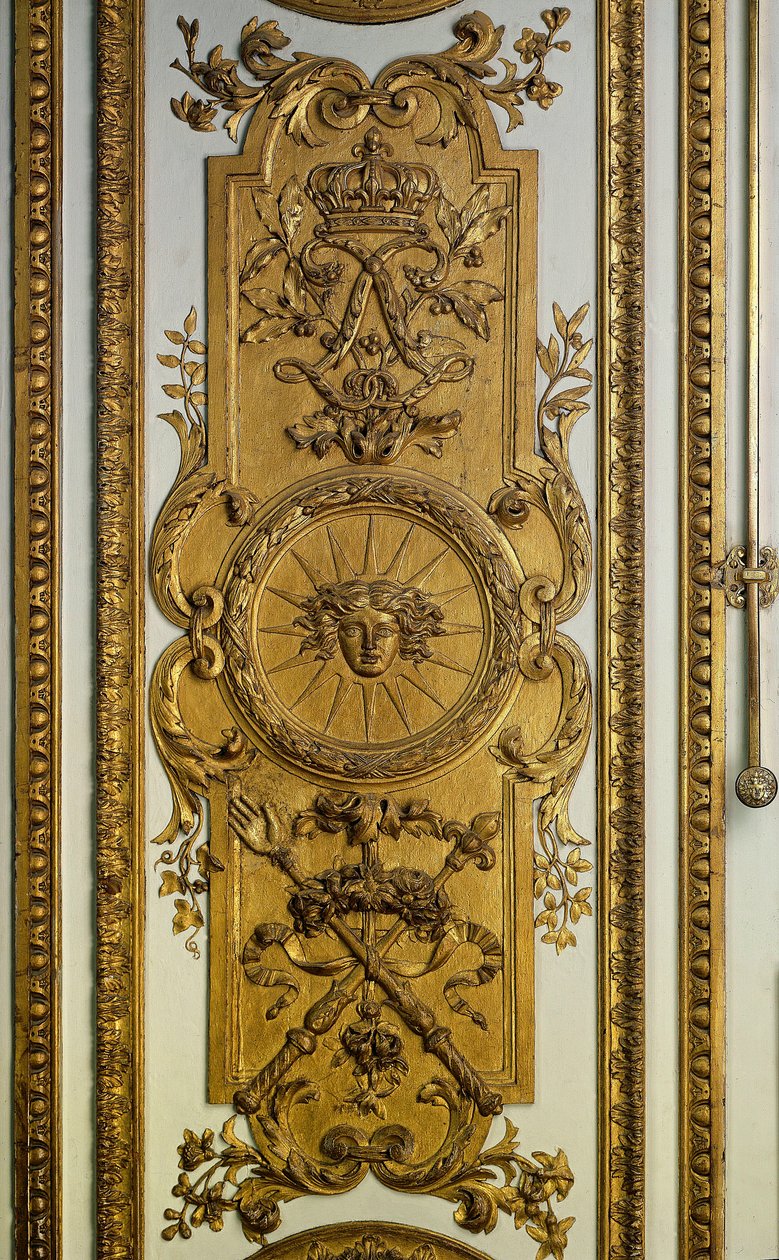 Venus-salonin ovipuu auringolla ja valtikalla. 1700-luvun Versailles. Chateau museo tekijältä French School