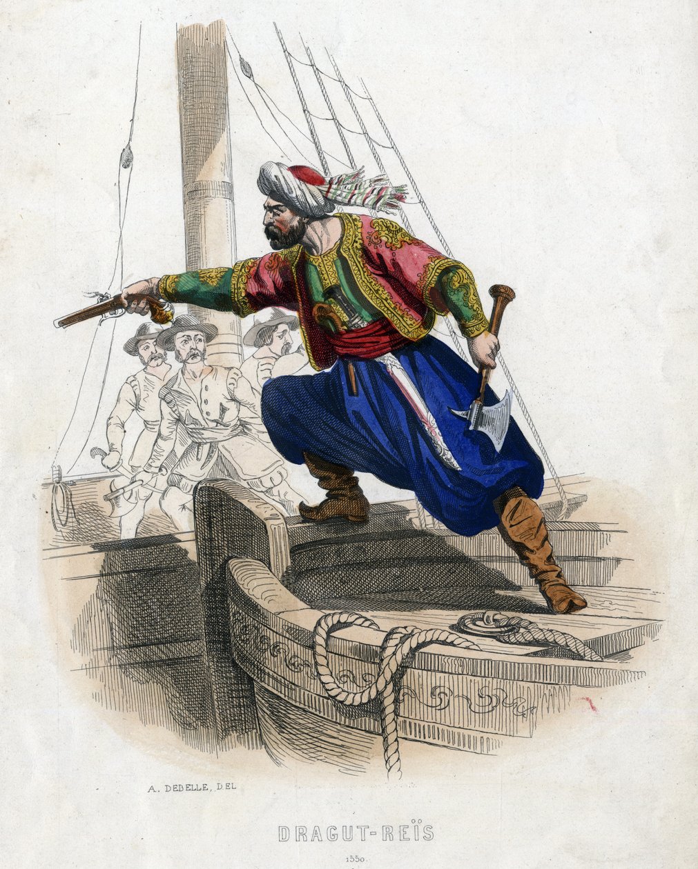 Dragut, Ottomaanien valtakunnan merirosvo (väri litho) tekijältä French School