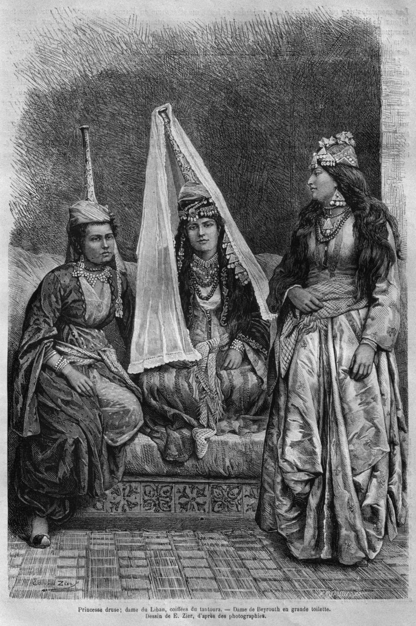 Druuseprinsessa, Syyriasta tänään. Matkustaa Foinikiassa, Libanonissa ja Juudeassa. Louis Charles Emile Lortetin 1875-1880, 1884 (bw-kaiverrus) tekijältä French School