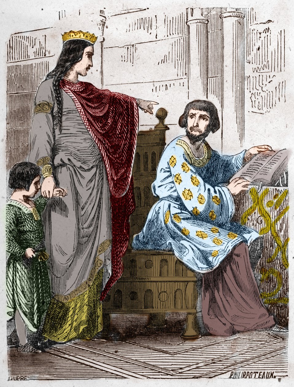 Kapetsialaisten dynastia: Arlesin Constance (986-1032), Ranskan kuningatar, yhdessä Robert II hurskaavan (972-1031) kanssa. tekijältä French School