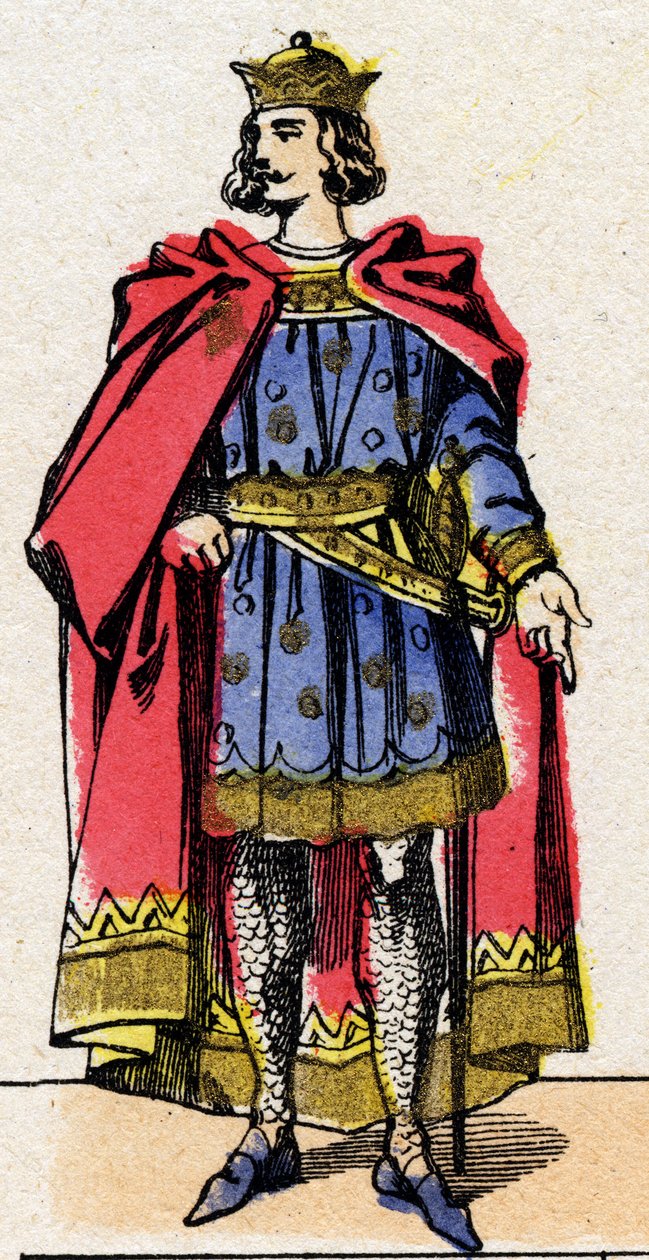 Kapetsialaisten dynastia: Ludvig VII dit le Jeunen (1120-1180), frankkien kuninkaan muotokuva 1137-1180. Epinaalikuvaus 1800-luvun lopusta. Yksityinen kokoelma. tekijältä French School