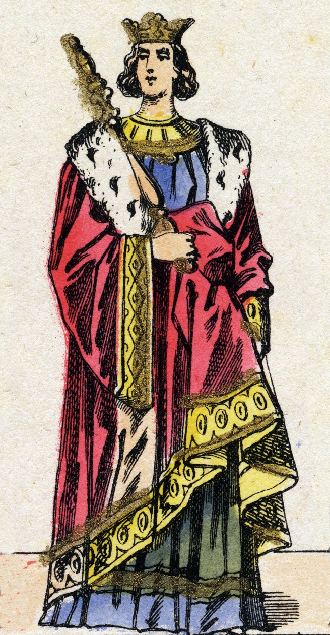 Kapetiolaisten dynastia: Ludvig X:n muotokuva, nimeltään Hutin (1289-1316), frankkien kuningas 1314-1316. Epinaalikuvaus 1800-luvun lopulta. Yksityinen kokoelma. tekijältä French School