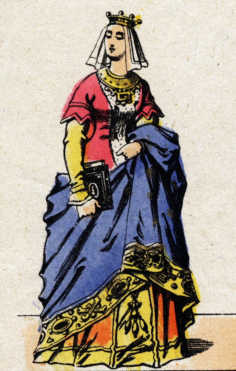 Valois-dynastia: Charlotte de Savoien (1441-1483) muotokuva Ranskan kuningattaresta, Ranskan Ludvig XI:n vaimo, joka tunnetaan nimellä Varovainen (1423-1483). Epinaalikuvaus 1800-luvun lopulta. Yksityinen kokoelma. tekijältä French School