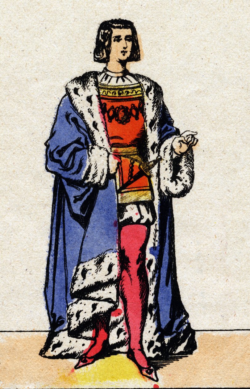 Valois-dynastia: Ranskan kuninkaan Ludvig XII:n (1462-1515) muotokuva vuosina 1498-1515. Epinaalikuvaus 1800-luvun lopusta. Yksityinen kokoelma. tekijältä French School
