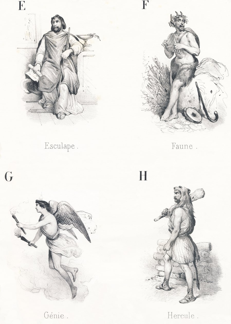 E F G H: Aesculapius, Fauna, Genie, Hercules tekijältä French School
