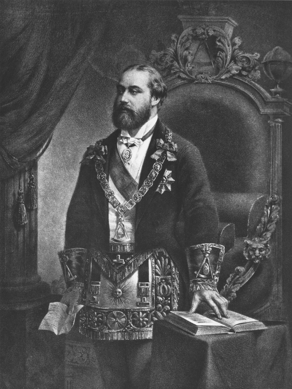 Edward (1841-1910) Walesin prinssi, myöhemmin Edward VII, vapaamuurariuden suurmestarina, 1884 tekijältä French School