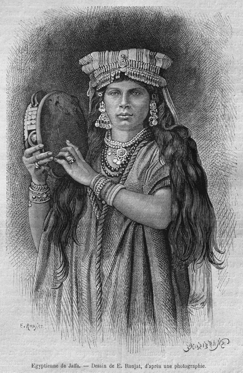 Jaffan egyptiläiset naiset Syyriasta tänään. Matkustaa Foinikiassa, Libanonissa ja Juudeassa. Louis Charles Emile Lortetin 1875-1880, 1884 (bw-kaiverrus) tekijältä French School