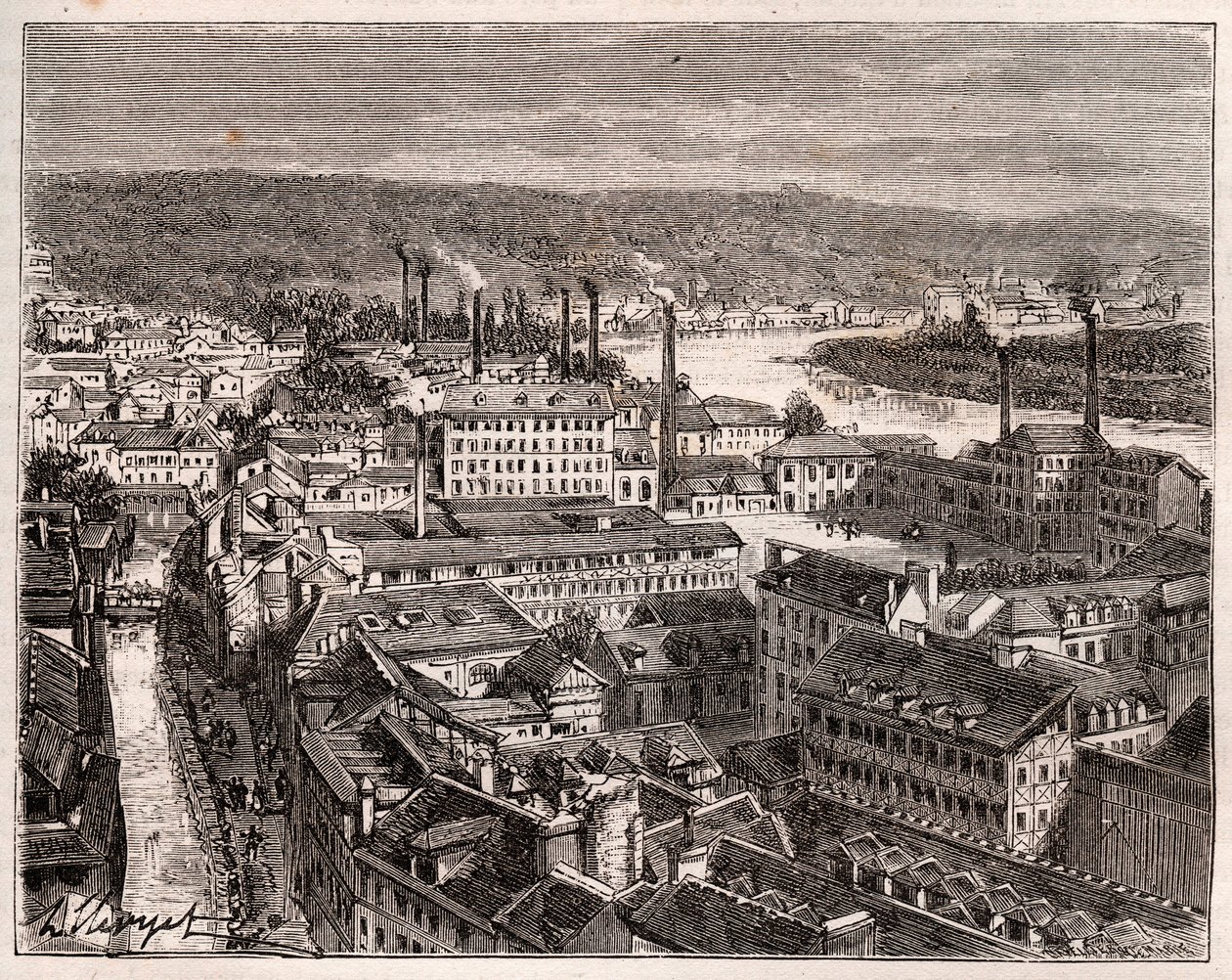 Elbeuf - Seine-Maritime - kaiverrus V.A. Malt-Brownin kirjaan "La France illustrée: maantiede, historia, tilastohallinto". 1884 tekijältä French School