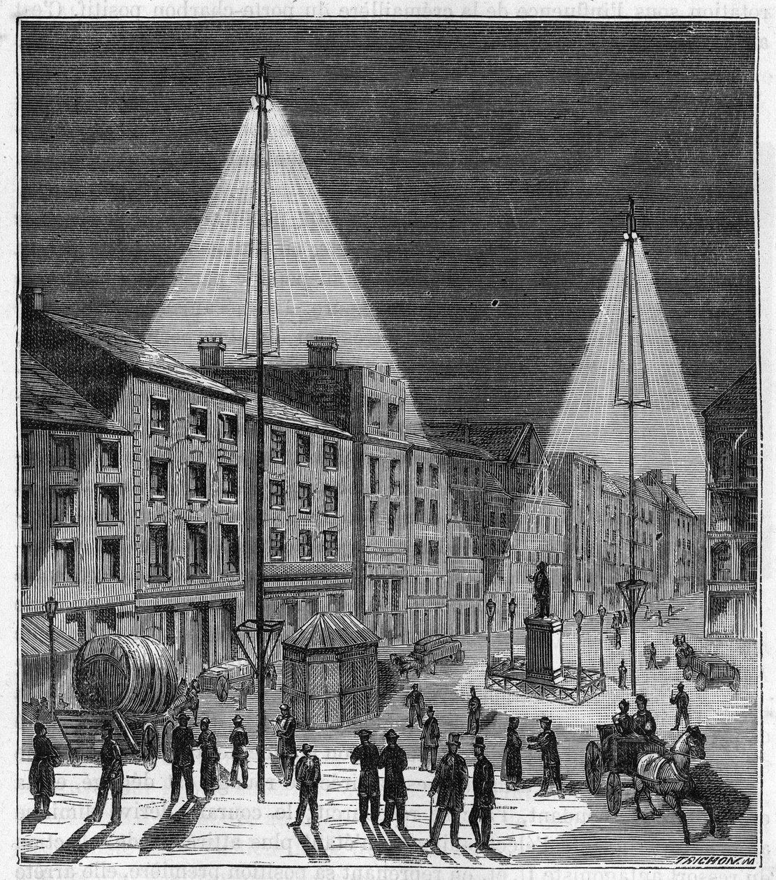 Norwichin kaupungin sähkövalaistus Englannissa 1800-luvulla - Norwichin kaupungin sähkövalaistus Englannissa 1800-luvulla - Kaiverrus "" Tieteet kaikkien saatavilla - suosittu fysiikka ja kemia" Alexis Clerc - 1800-luvun loppu tekijältä French School