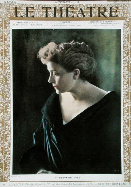 Eleonora Duse (1858-1924), kuvitus Le Theatre -lehden kannessa tekijältä French School