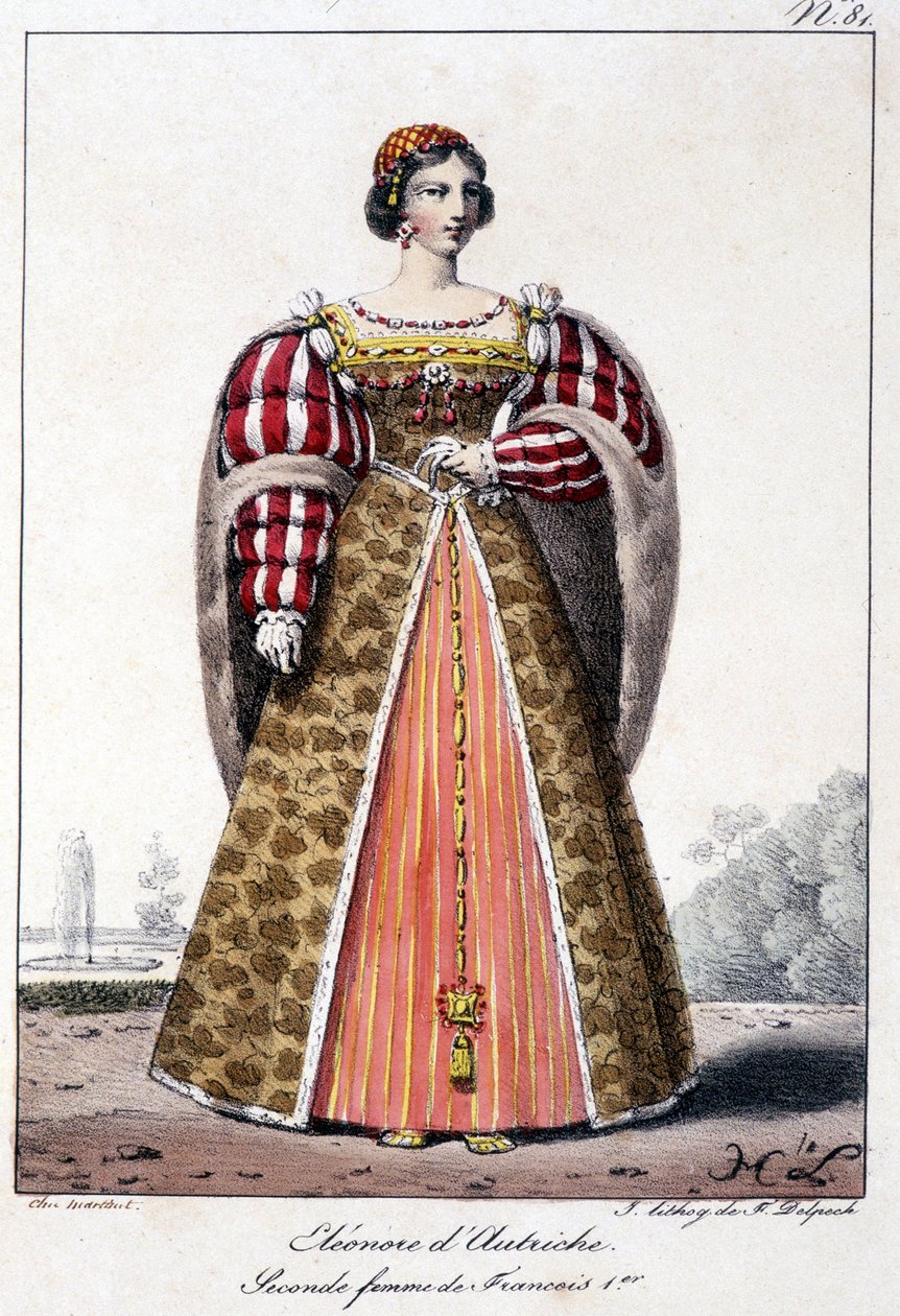 Itävallan Eleonore (1498/1558), Espanjan lapsi, Portugalin kuninkaan Manoelin vaimo ja Ranskan kuninkaan Francois I:n toinen vaimo. tekijältä French School