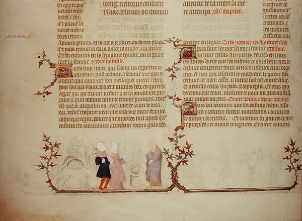 Eliezer esittelee Rebeccan Isaacille teoksesta "Jean de Syn raamattu", n. 1355 (vellum) tekijältä French School