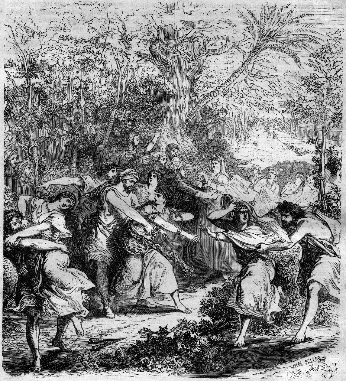 Keisari Nicephorus III Botaniates (1001-1081), Bysantin keisari vuosina 1078-1081, sieppasi nuoret pojat ja tytöt. Maurice Lachatren kaiverrus "Histoire des Papes-Rois-Queen and Empereurs a travers les centuries" tekijältä French School