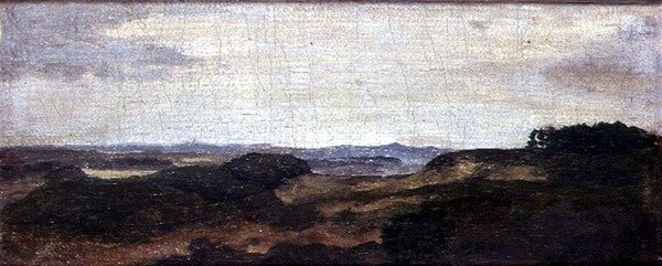 "En Plein Air" -maisema, n. 1820 (öljy paperille) tekijältä French School