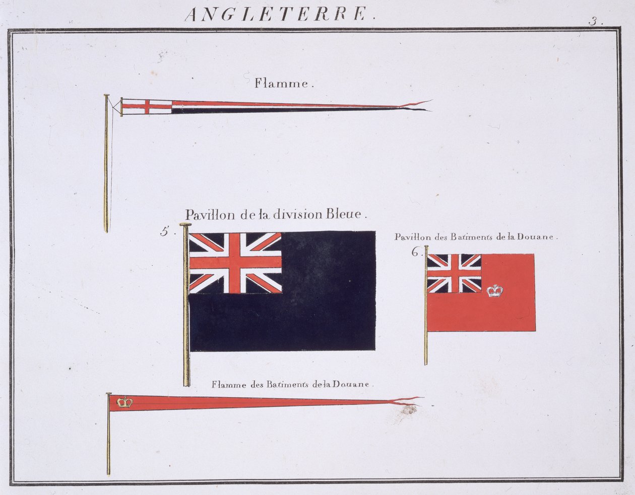 Englannin liput, ranskalaisesta Lippujen kirjasta, n. 1819 tekijältä French School
