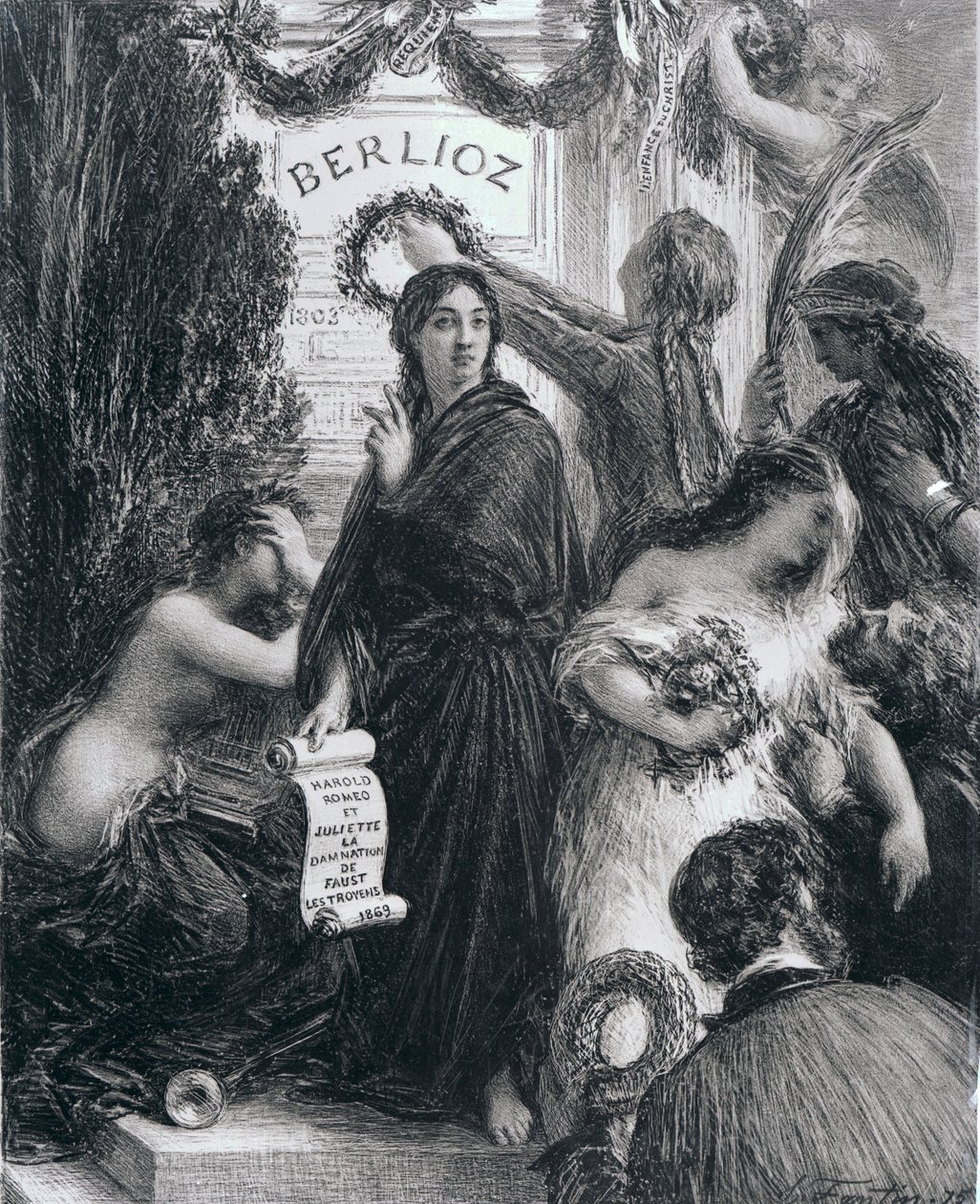 Hector Berliozin muistolle omistettu kaiverrus, 1869 tekijältä French School