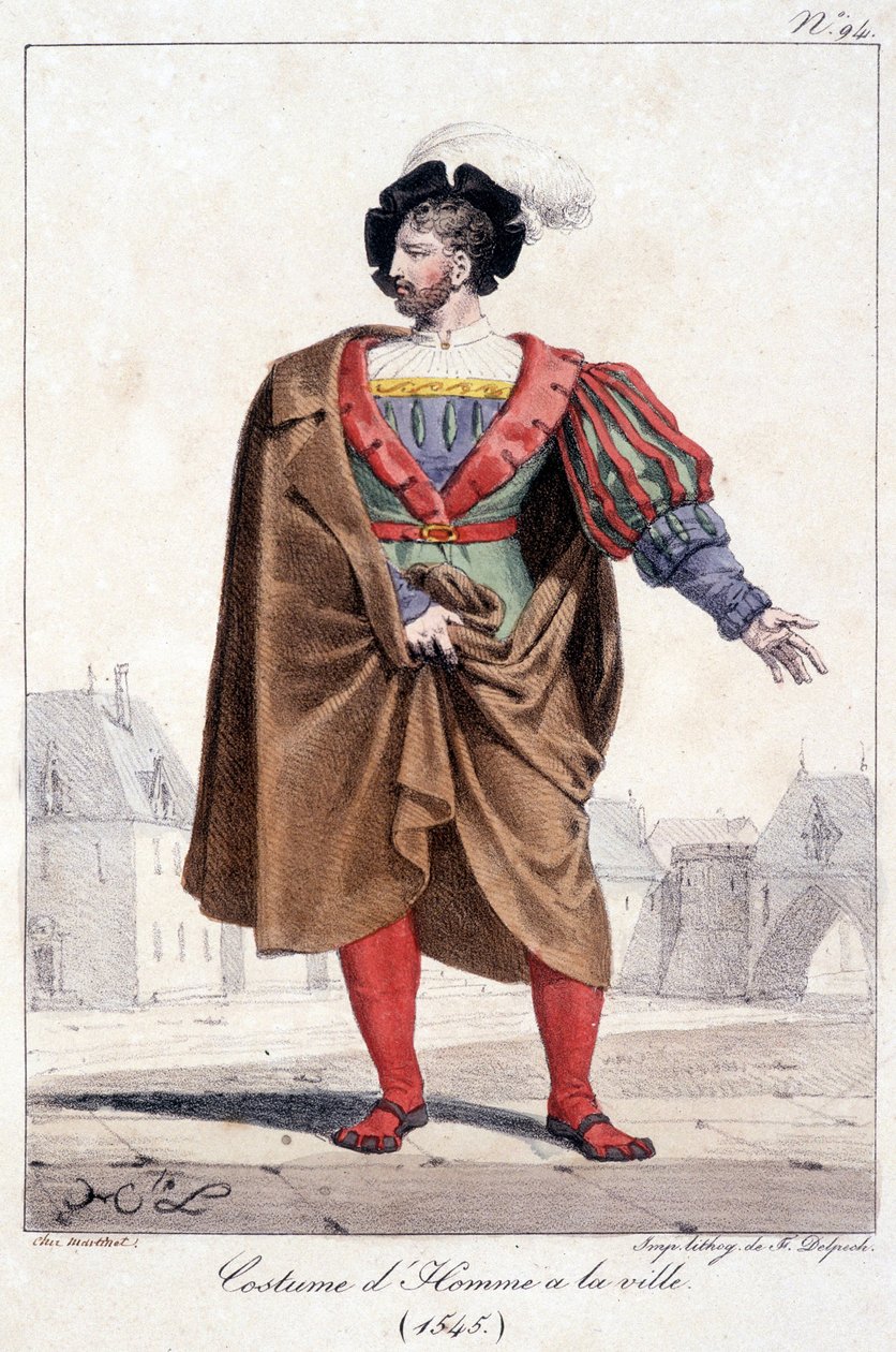Kaiverrus kaupunkimiehestä puvussa noin 1545. tekijältä French School
