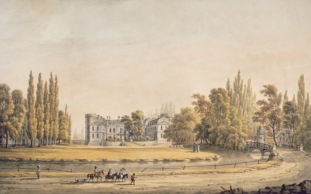 Sisäänkäynti Ermenonvillen puistoon ja linnaan, 1800-luvun alku tekijältä French School
