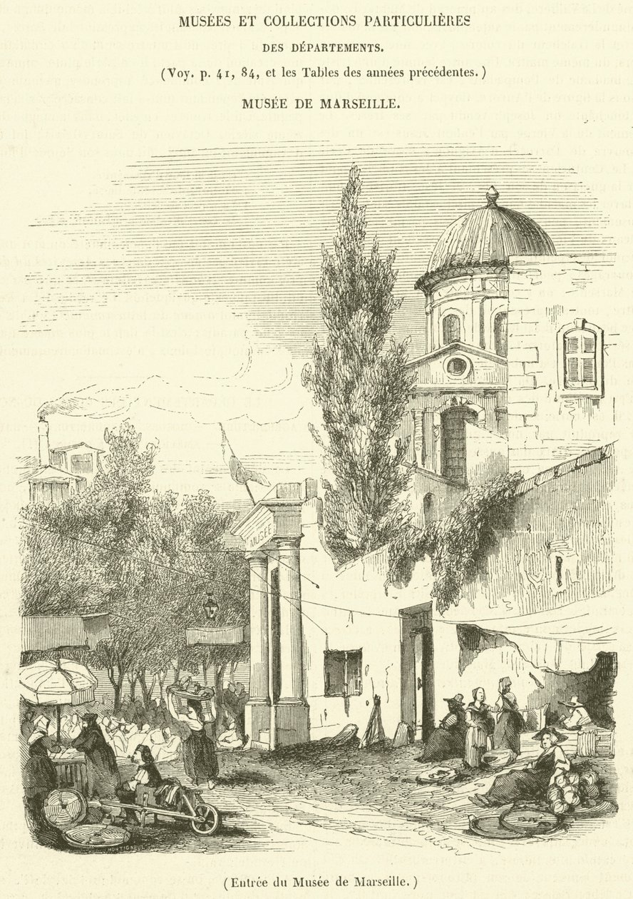 Marseillen museon sisäänkäynti (kaiverrus) tekijältä French School