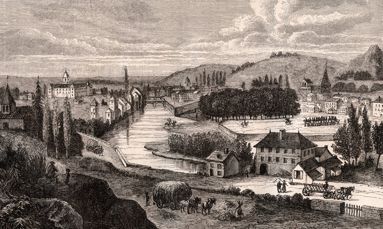 Epinal - Lorraine - kaiverrus V.A. Malt-Brownin kirjaan "La France illustrée: maantiede, historia, tilastohallinto". 1884 tekijältä French School