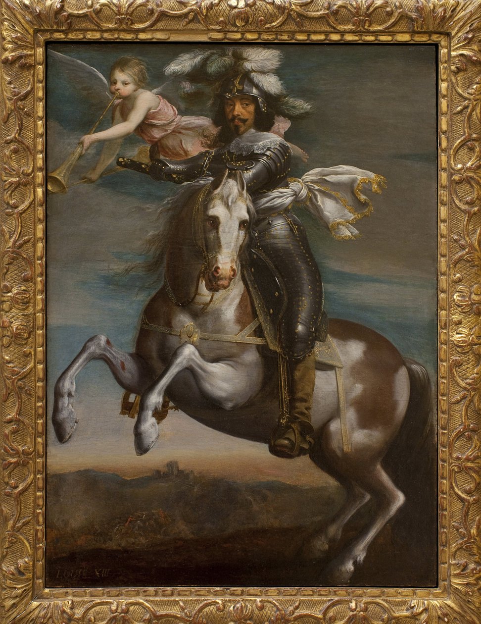 Ludvig XIII:n (1601-1643) ratsastusmuotokuva. Maalausta noin 1630. Art francais 1600-luku. Musée des Beaux Arts de Rouen. tekijältä French School