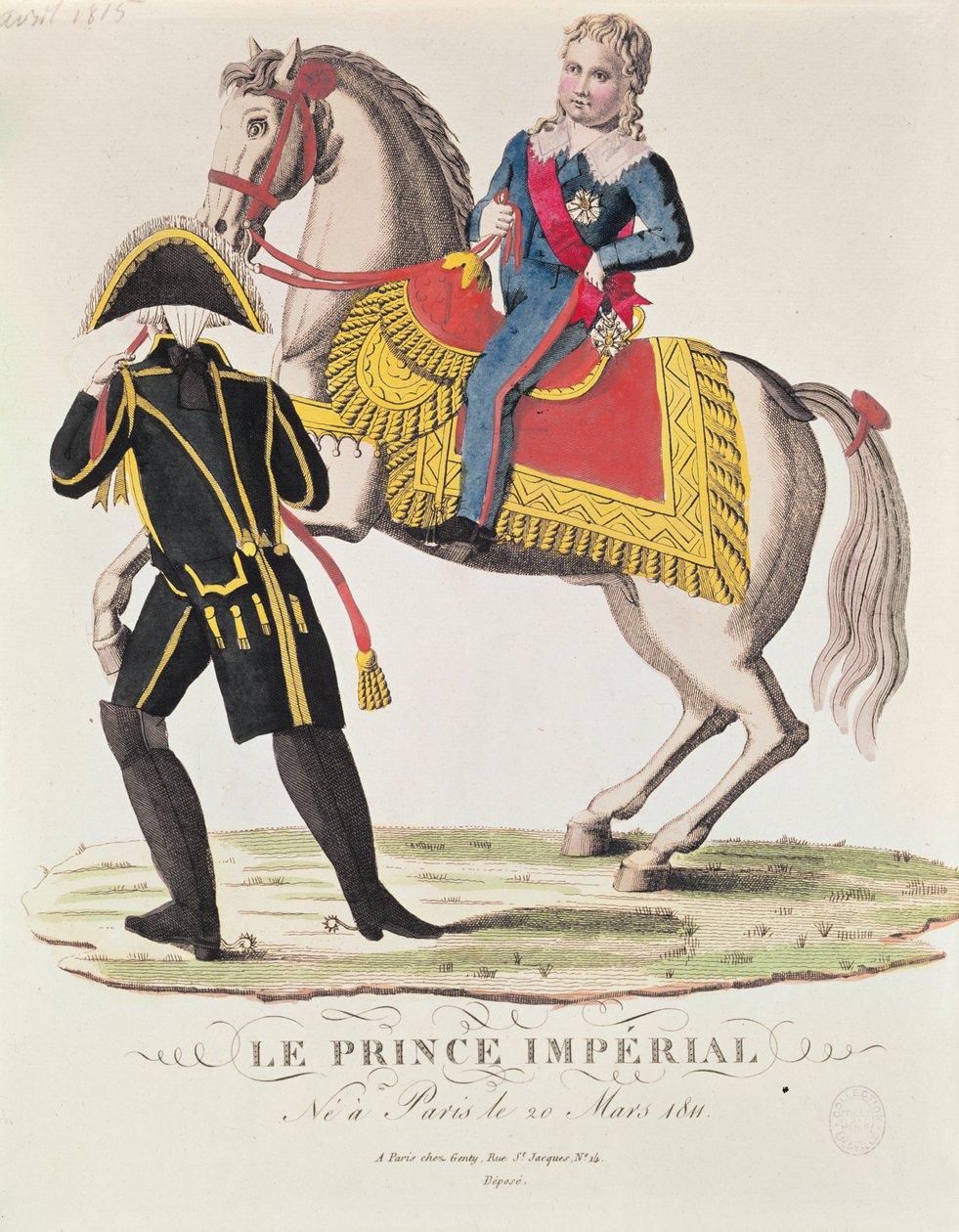 Napoleon II:n (1811-32) Rooman kuninkaan ratsastusmuotokuva huhtikuussa 1815 tekijältä French School