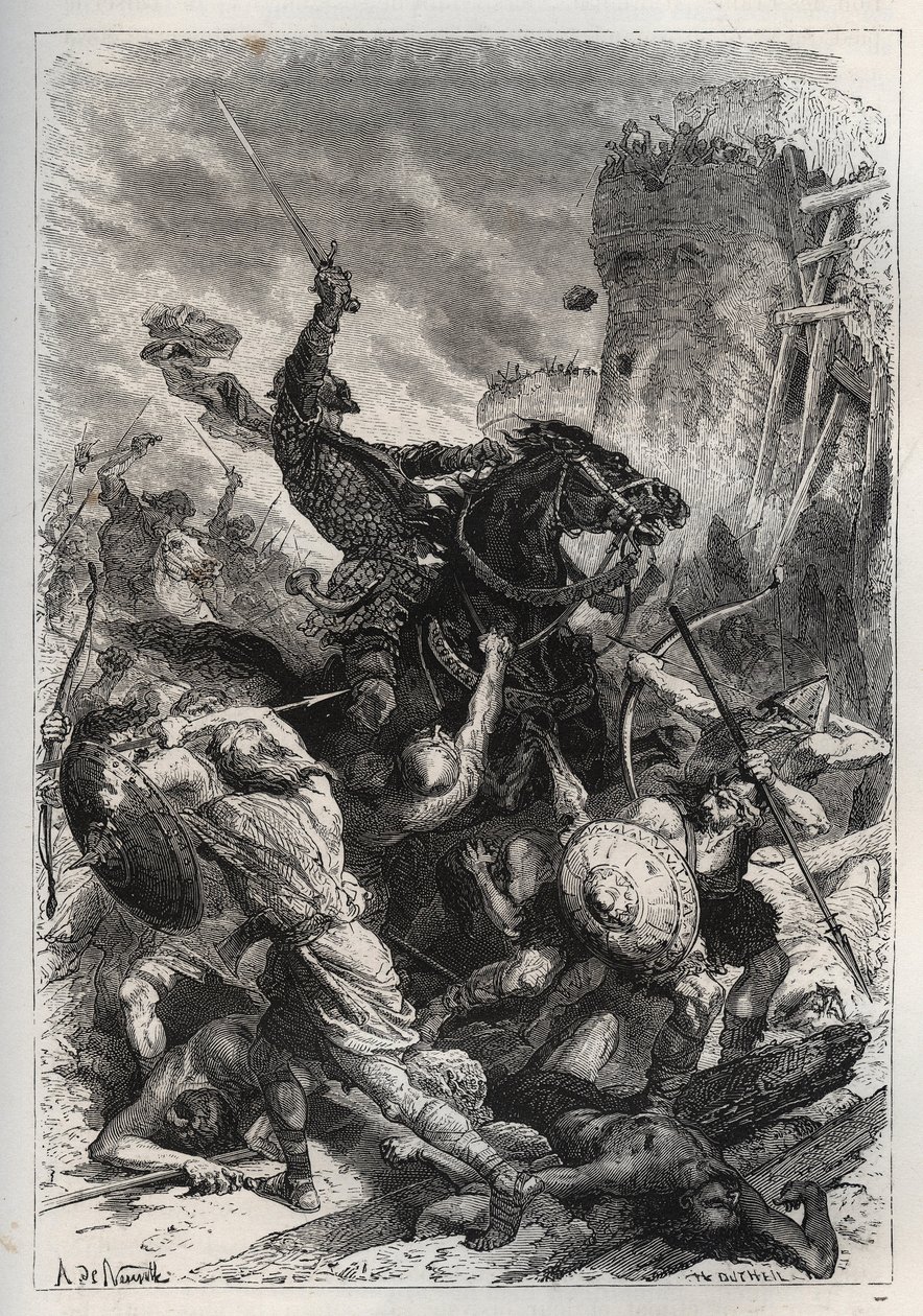 Eudes (Odon) (860-898), frankkien kuningas, johtaa taistelua normanneja vastaan ja puolustaa voittoisasti Pariisia (860-887) - Eudes (852-898) taistelussa normanneja vastaan - "Ranskan historia kertoi lapsenlapseni” - kirjoittanut Francois Guizot - 1872-18 tekijältä French School