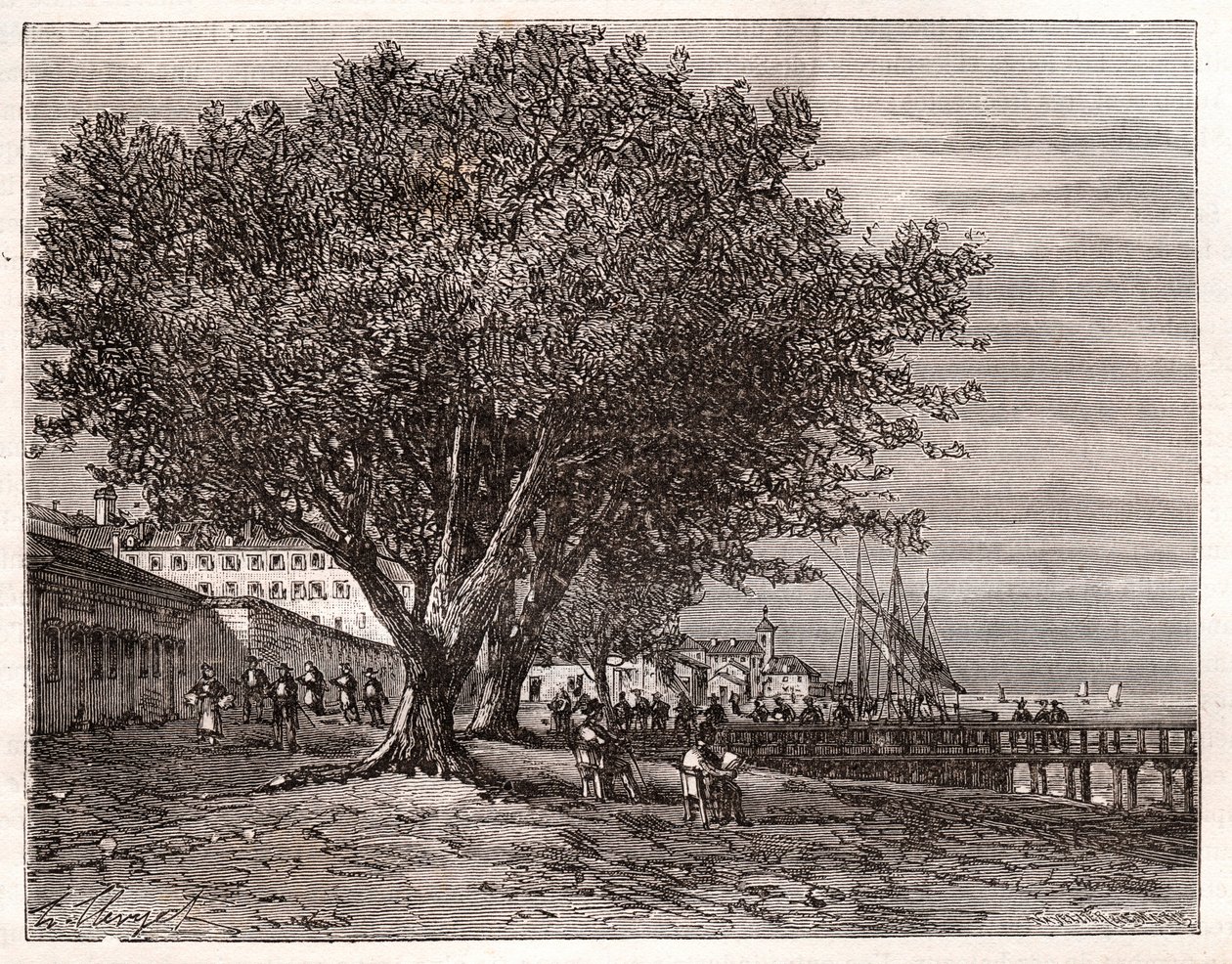 Evian-les-Bains (Evian les Bains) - Haute-Savoie - kaiverrus "Ranska kuvitettu: maantiede, historia, tilastohallinto" V.-A. Maltaanruskea. 1884 tekijältä French School