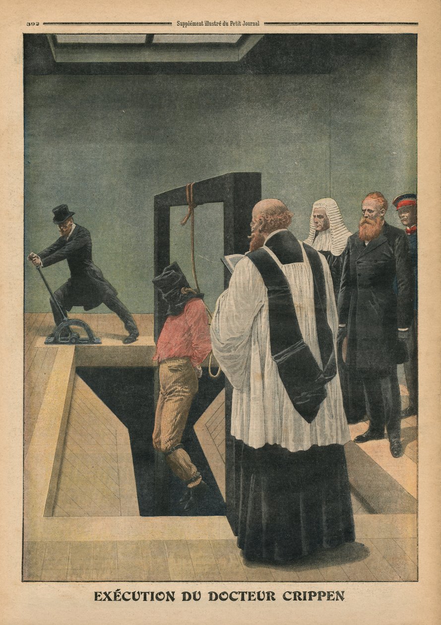 Tohtori Crippenin teloitus, kuvitus "Le Petit Journalista", liitekuva, 4. joulukuuta 1910 tekijältä French School