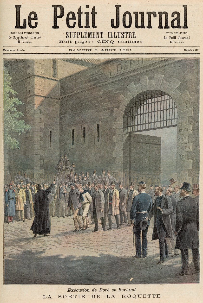 Doren ja Berlandin teloitus: Leaving La Roquette, Le Petit Journalista, 8. elokuuta 1891 tekijältä French School