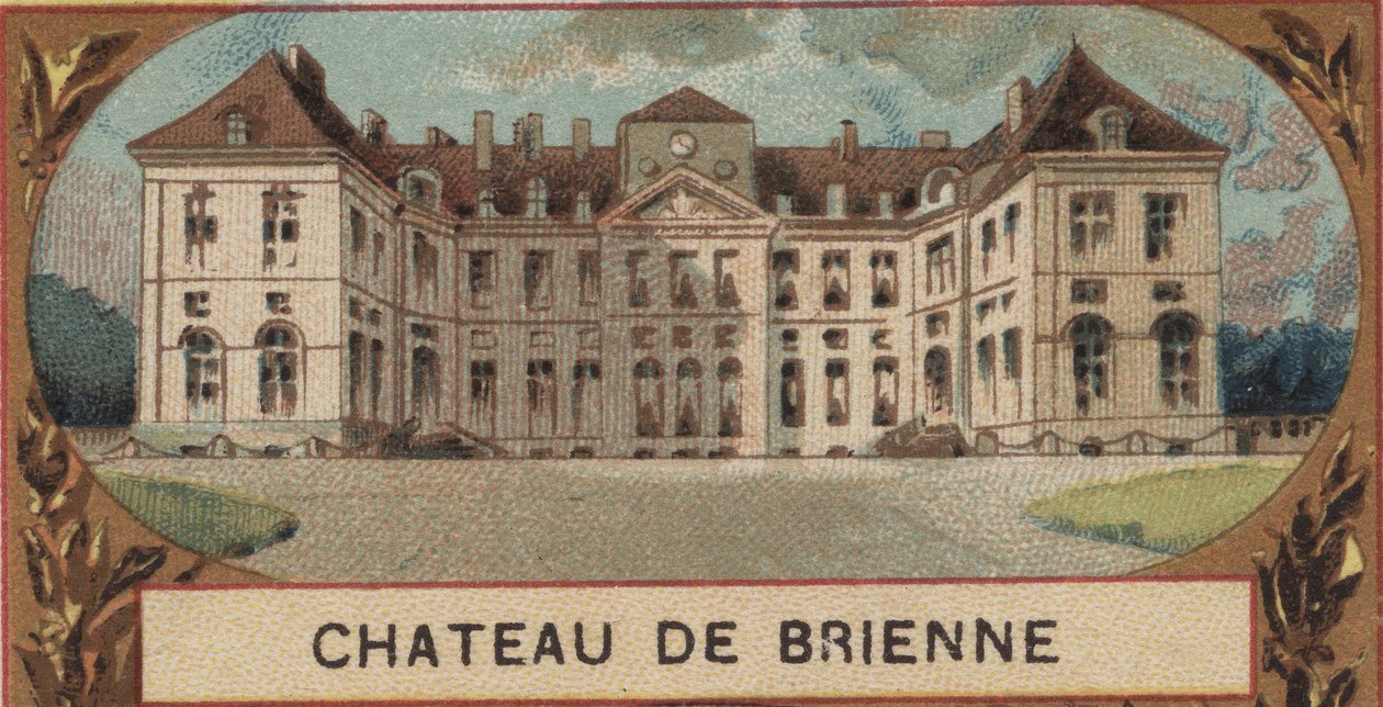 Ulkonäkymä Chateau de Brienne le Chateausta (Brienne-le-Chateau) Aubessa (10). 1800-luvun lopun kromolitografia tekijältä French School