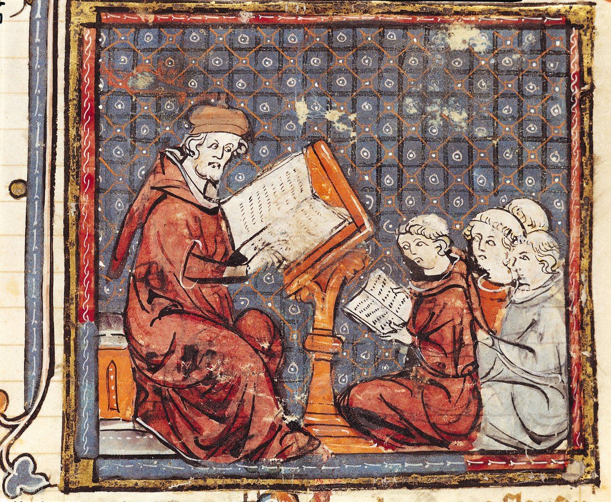 F.277r Filosofi, joka opettaa Pariisissa, Grandes Chroniques de Francesta, 1375-79 tekijältä French School