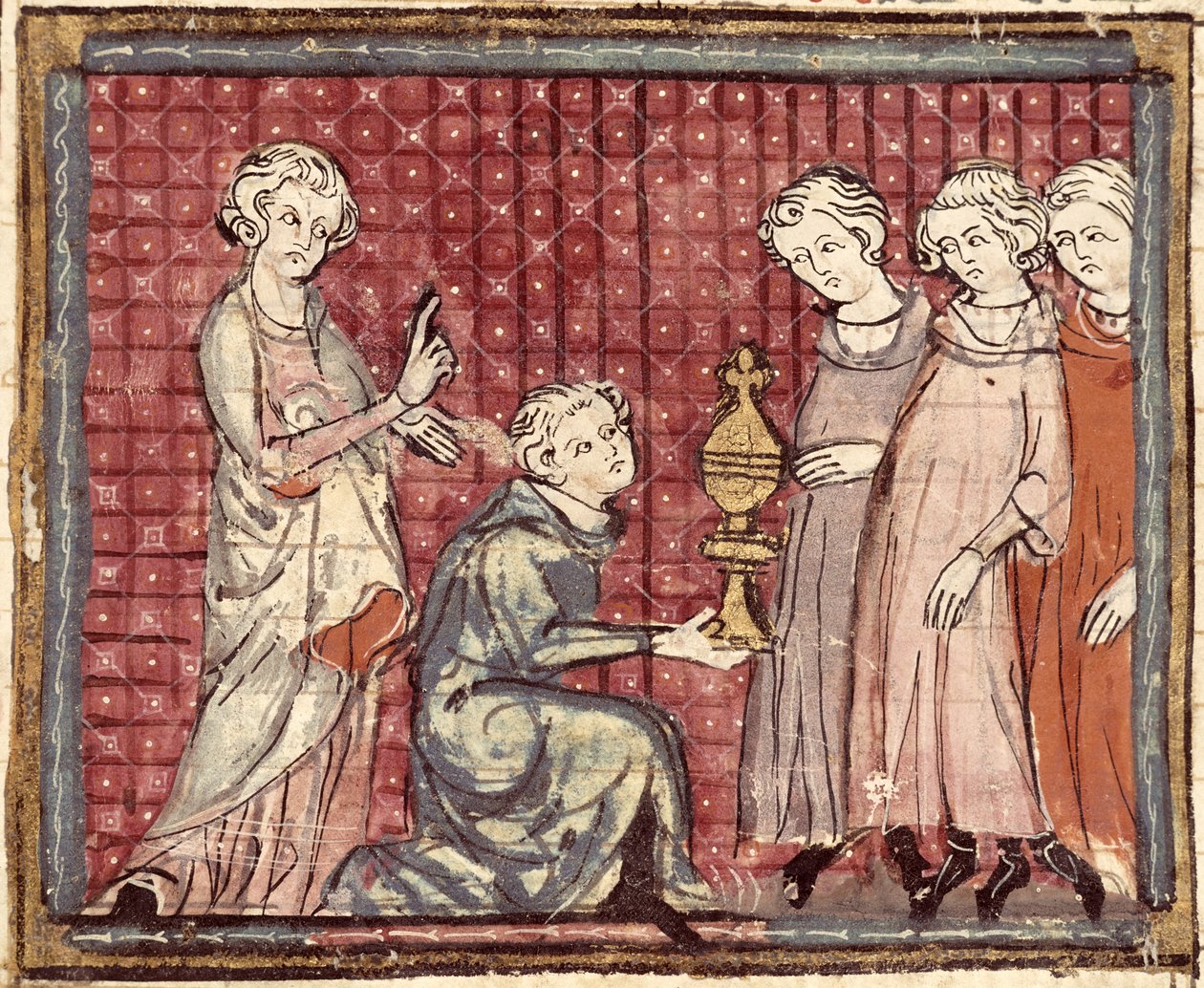 F.29r Valtakunnan jako Clotaire I:n kuoleman johdosta (497-561), Grandes Chroniques de Francesta 1375-79 tekijältä French School