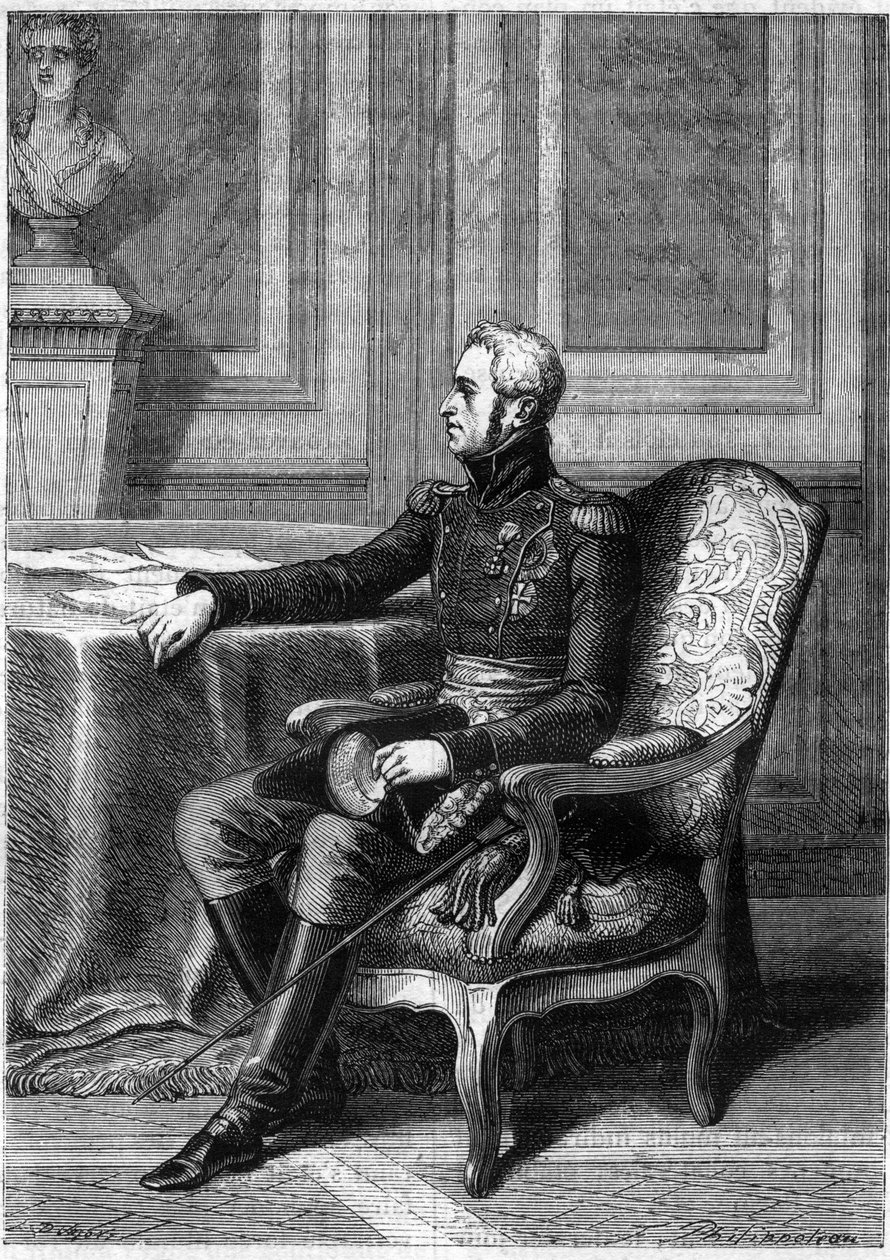FREDERICK VI TANSKA - Muotokuva Frederic VI:stä Tanskan kuningas (1768-1839) - Adolphe Thiersin teoksessa "Imperiumin historia konsulaatin historiaa seuranneessa" - 1879 - yksityinen kokoelma tekijältä French School