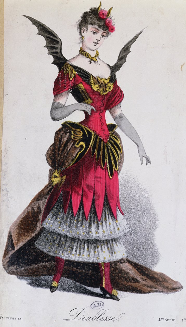 Tyylikäs puku naispaholaiselle, Leon Salutin LArt du Travestissement, 1885 tekijältä French School