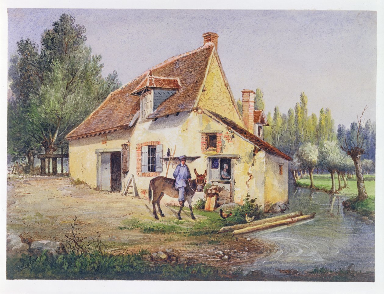 Maatila Epernayn alueella, n.1850 (wc paperilla) tekijältä French School
